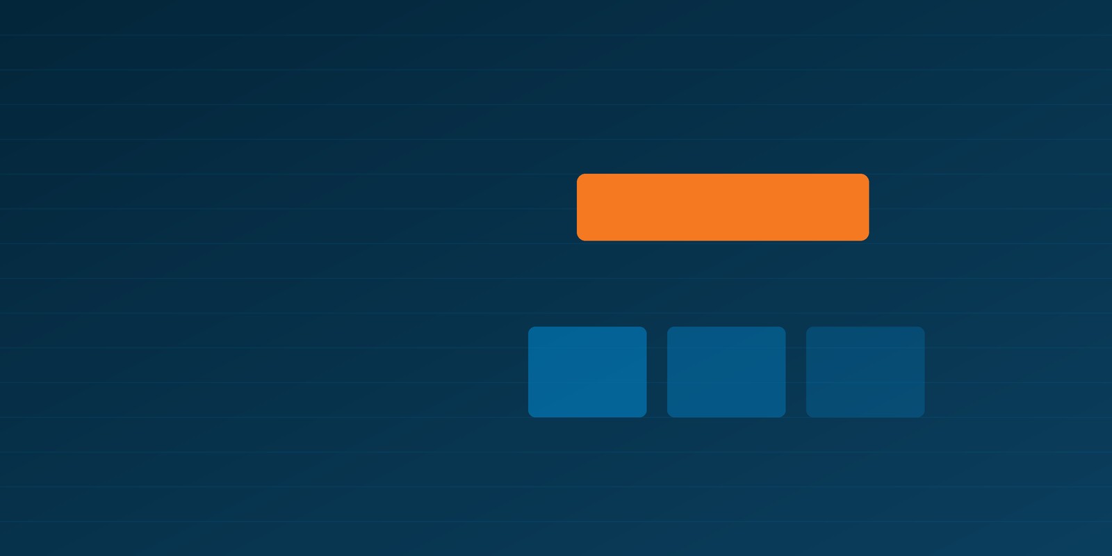 An orange plate held above three blue boxes that fade away to the right