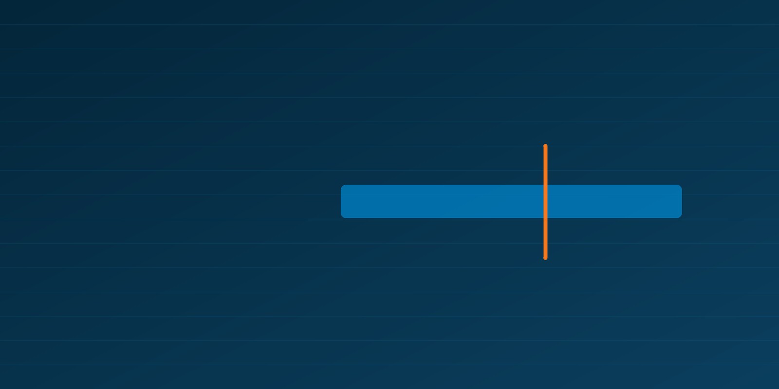 A long blue bar running past an orange stop mark without ending